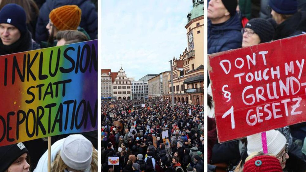 Gut 60.000 demonstrieren in Leipzig gegen Rechtsextremismus