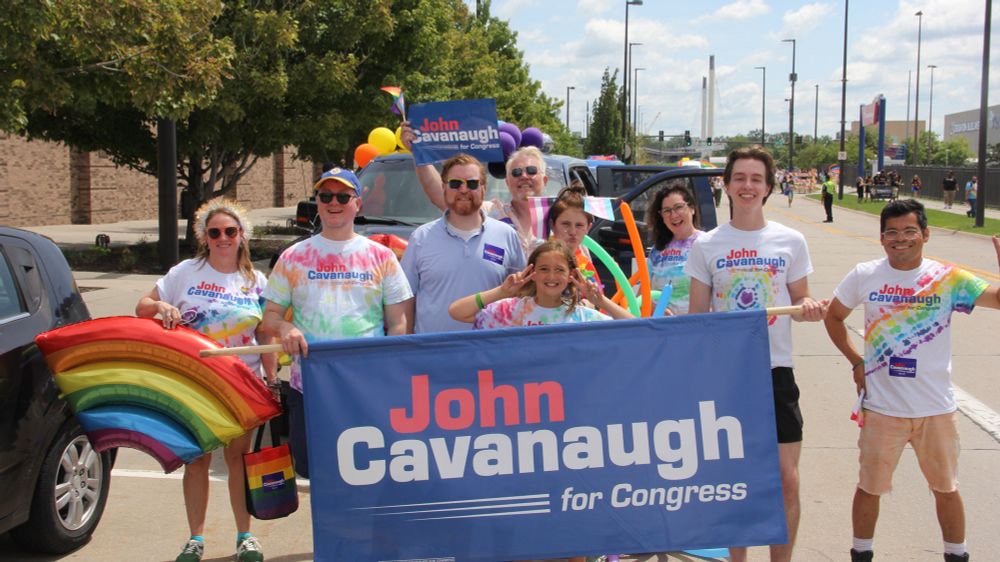 Group photo of Cavanaugh volunteers after the parade. 