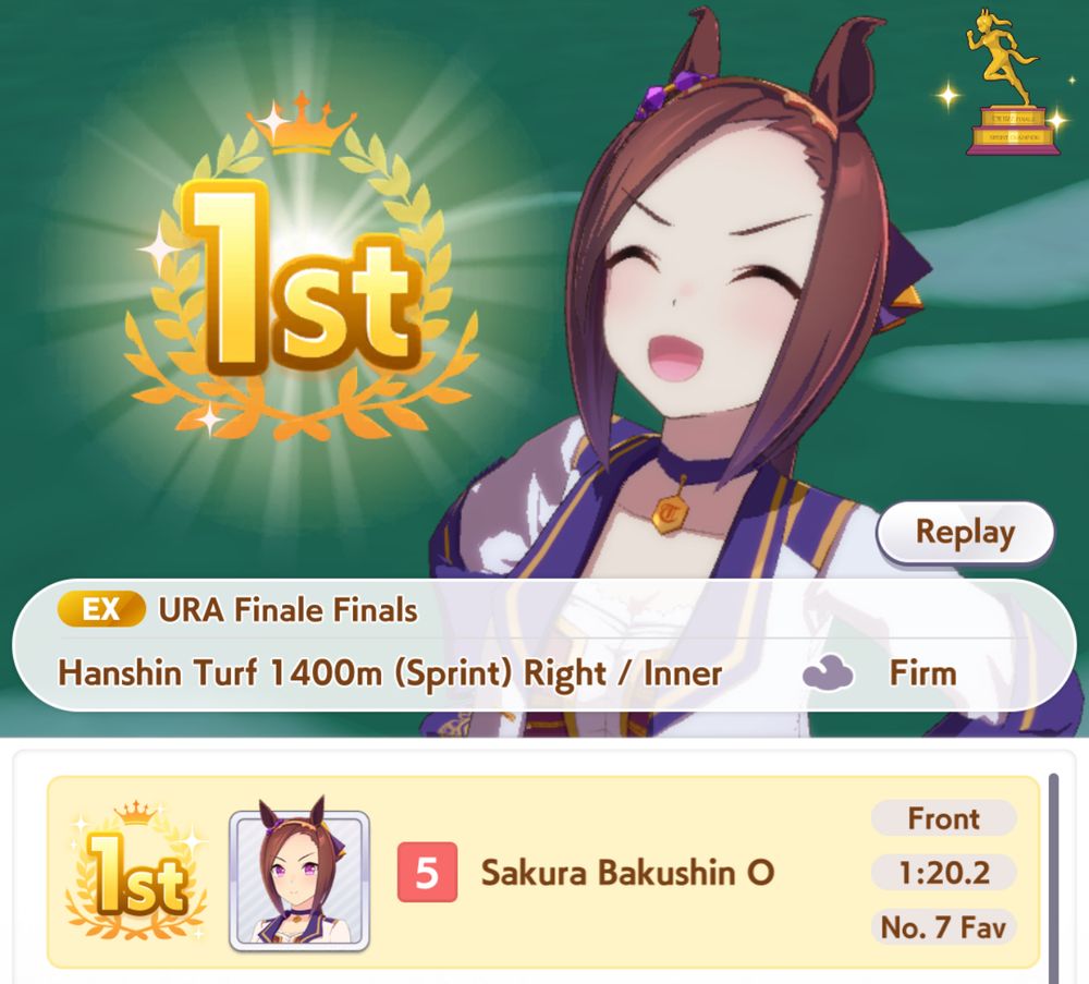 1st in the URA Finale Finals with Sakura Bakushin