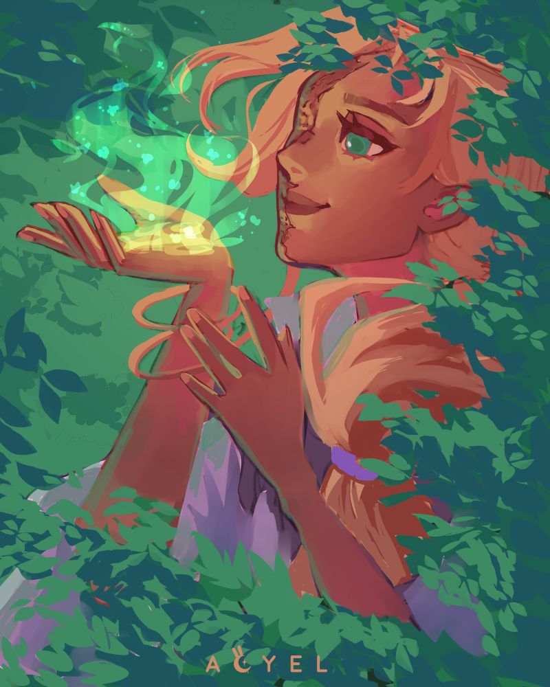 Illustration d’une femme avec des pouvoirs de la nature