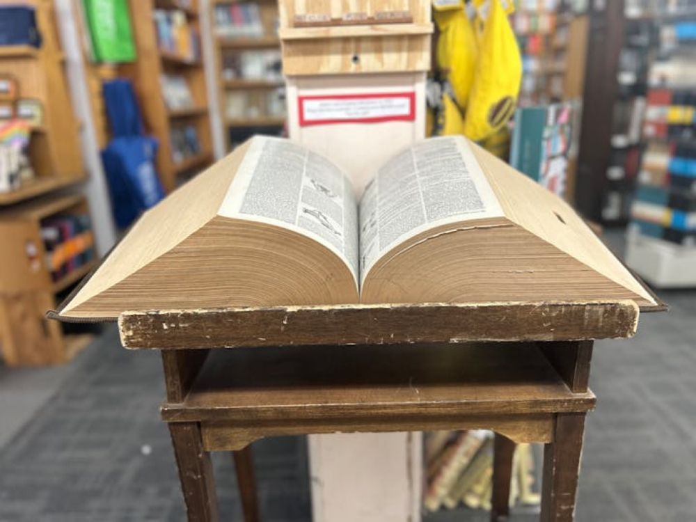 Magers & Quinn in Minneapolis displays a 100-year-old dictionary that weighs 25 pounds