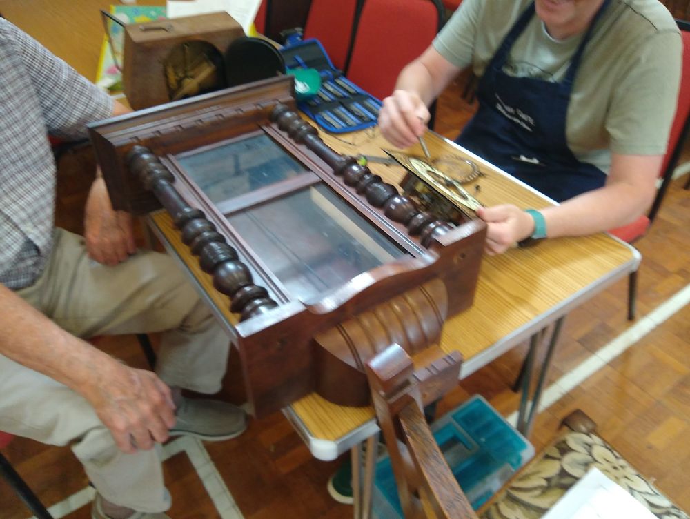 A clock being repaired at a recent repair cafe.