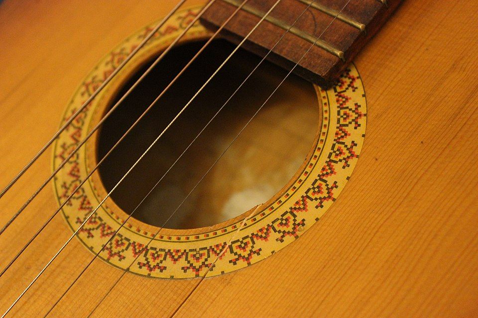 Acoustic guitar strings.  Image by  Baka9k from Wikimedia. https://commons.wikimedia.org/wiki/File:Acoustic_guitar_strings.jpg
