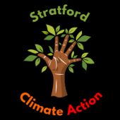Stratford Climate Action logo of a tree in the shape of a hand.