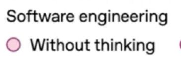 Cropped image of a coding benchmark. The text says 'software engineering without thinking'