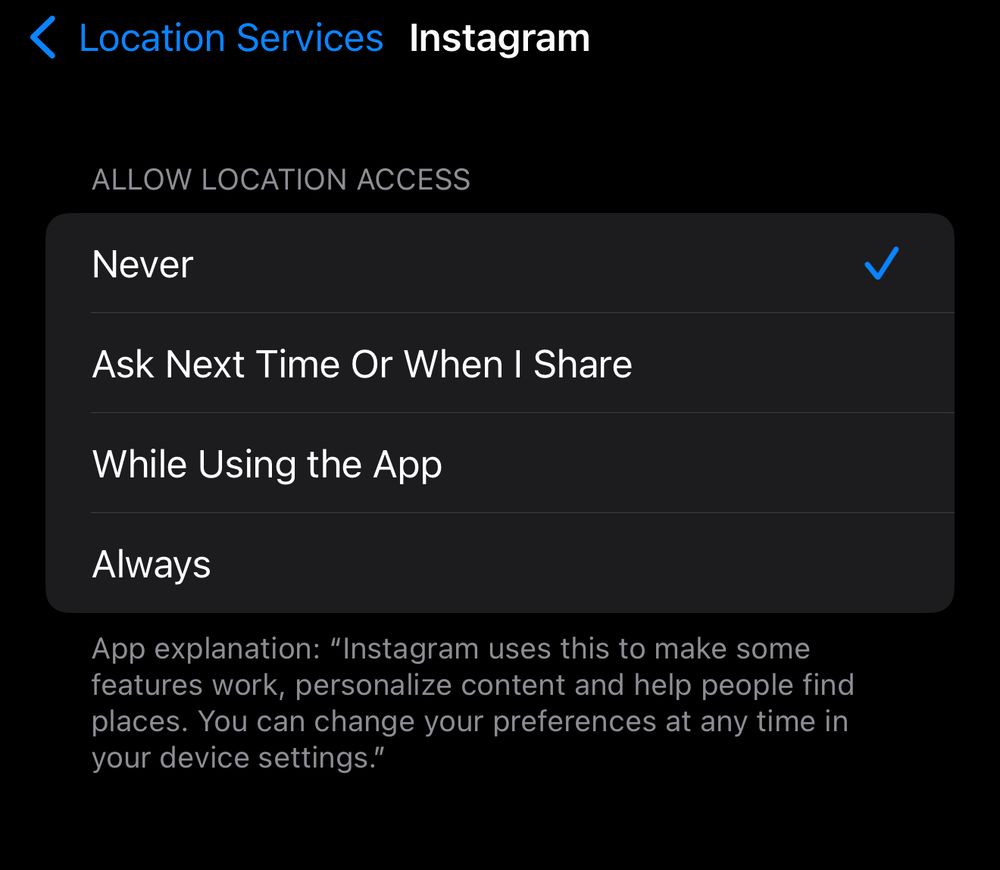 Screenshot from the privacy settings screen as described in the post.