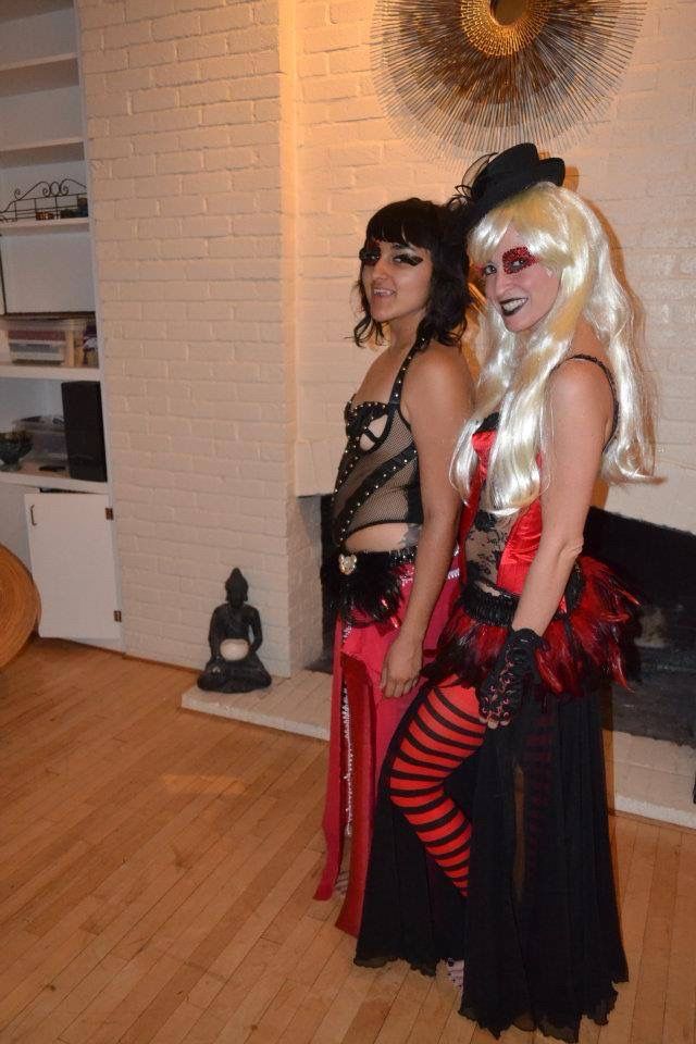2 Bellydancers dressed as vampires to perform to Show Me Your Teeth at Gagarazzi fest lizzlepants on the right 