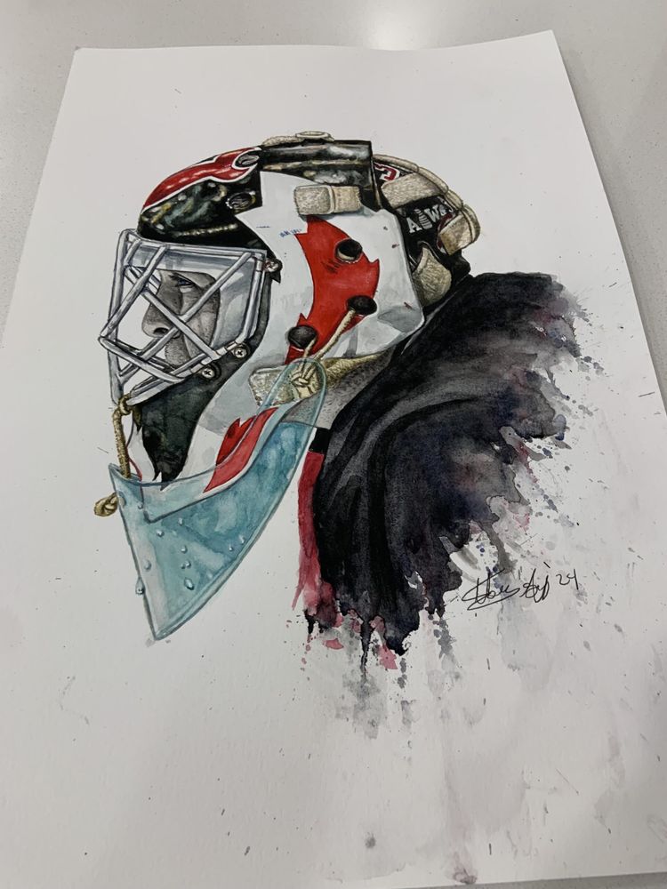 s requested by my Devils fans, Here’s my latest watercolour painting of Martin Brodeur. Most calm goalie ever to put on the pads & made the saves look easy. Hope you like it 😊