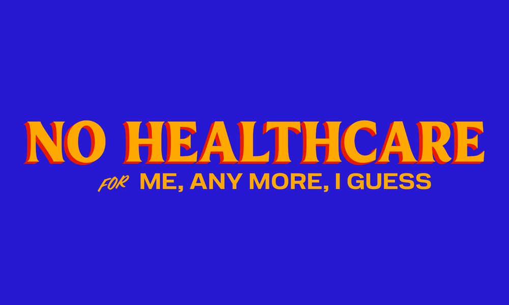 mamdani-style sign reading "no healthcare for me any more I guess"