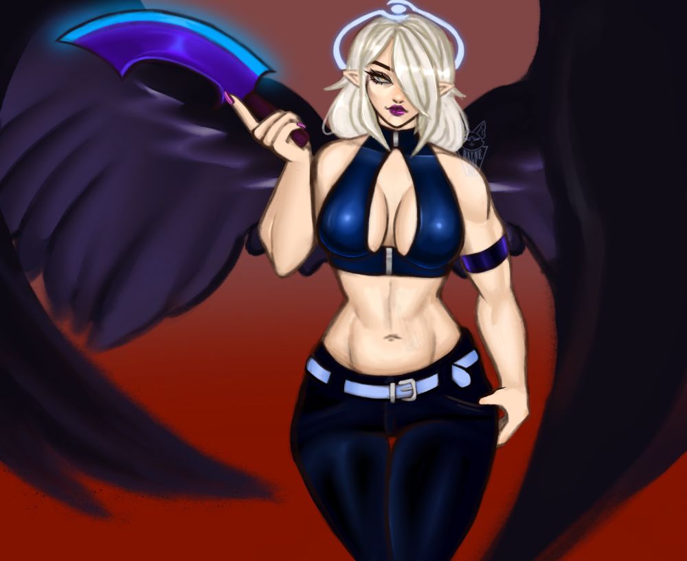 “Come sister you must be faster than that.” 
Ashita or ash for short is the older sister of 8. She is of a lighter and faster build, in fight style and weapon style. 