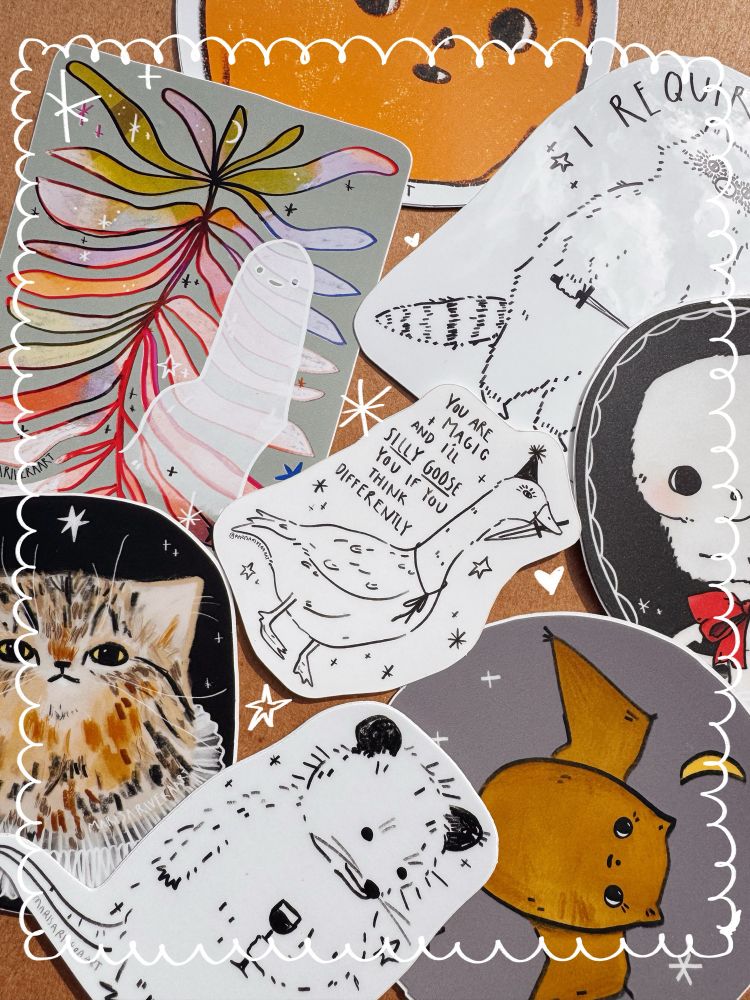 A variety of cute and spooky stickers