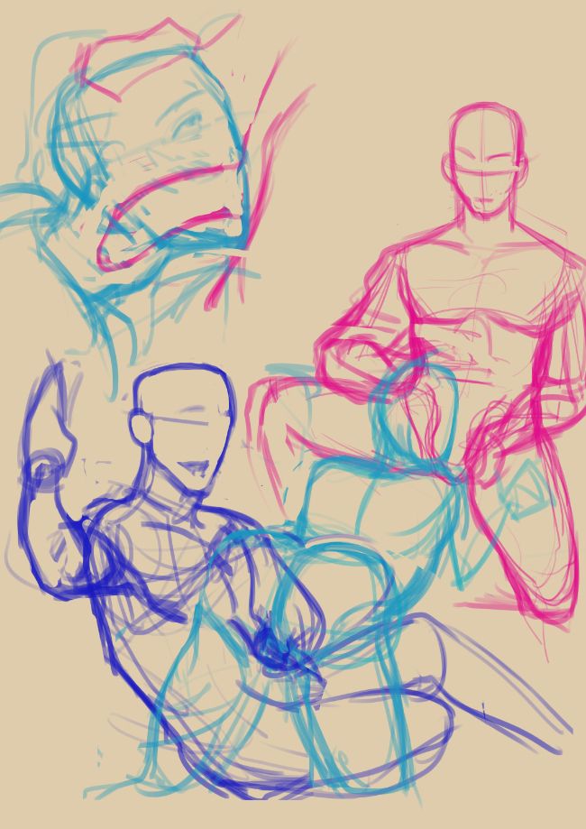 Three blank figures. The first figure has the a second figure draped across their lap in a spanking position, while the second person's face is pressed into the groin of a third figure. 

In the top left corner there is a close up of the second figure's face with an x-ray of the of the third figure cock in their throat. 