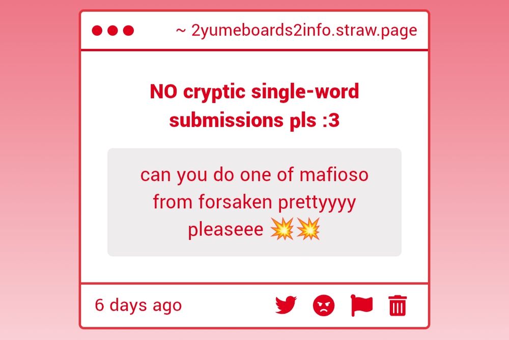 "can you do one of mafioso from forsaken prettyyyy please 💥💥"