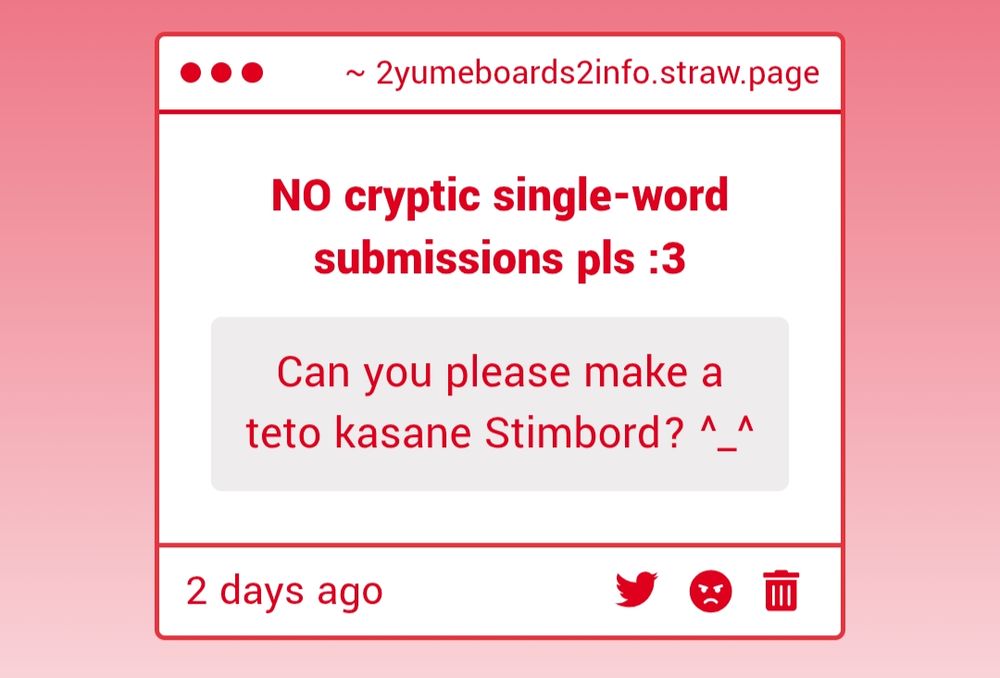 "Can you please make a teto kasane Stimboard? ^_^"