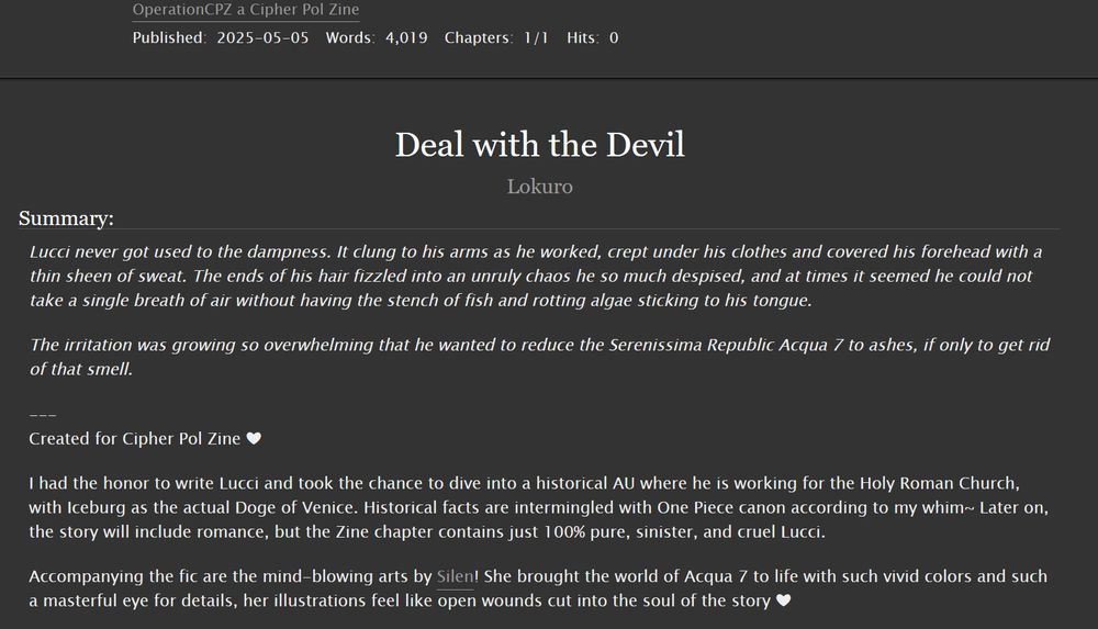 Deal with the Devil - Rob Lucci historical AU teaser from AO3