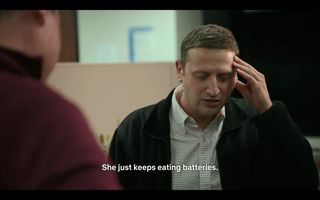Tim Robinson fretting about his wife’s battery-eating habit 