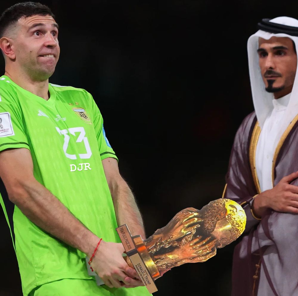 Martinez imitating having sex with the fifa peace prize