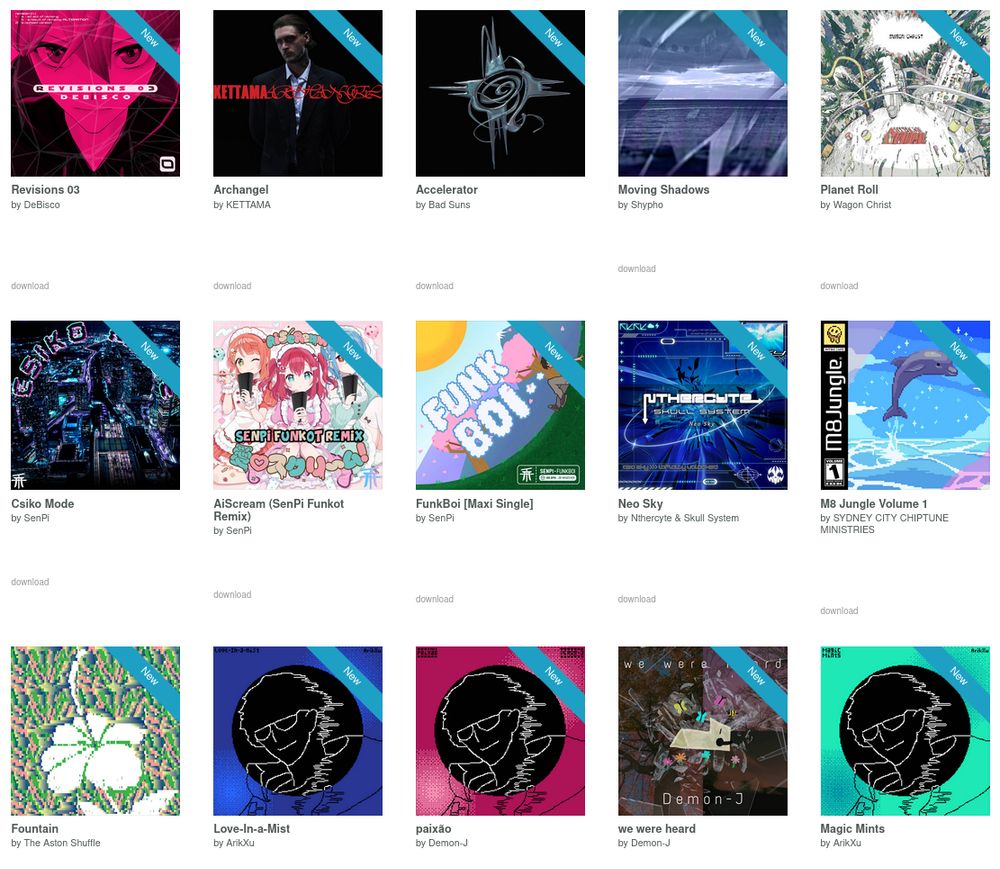 Screenshot of some of the new additions to my Bandcamp collection. Visit my collection for details (everything more recently added than ArikXu's Magic Mints, inclusive, is new)