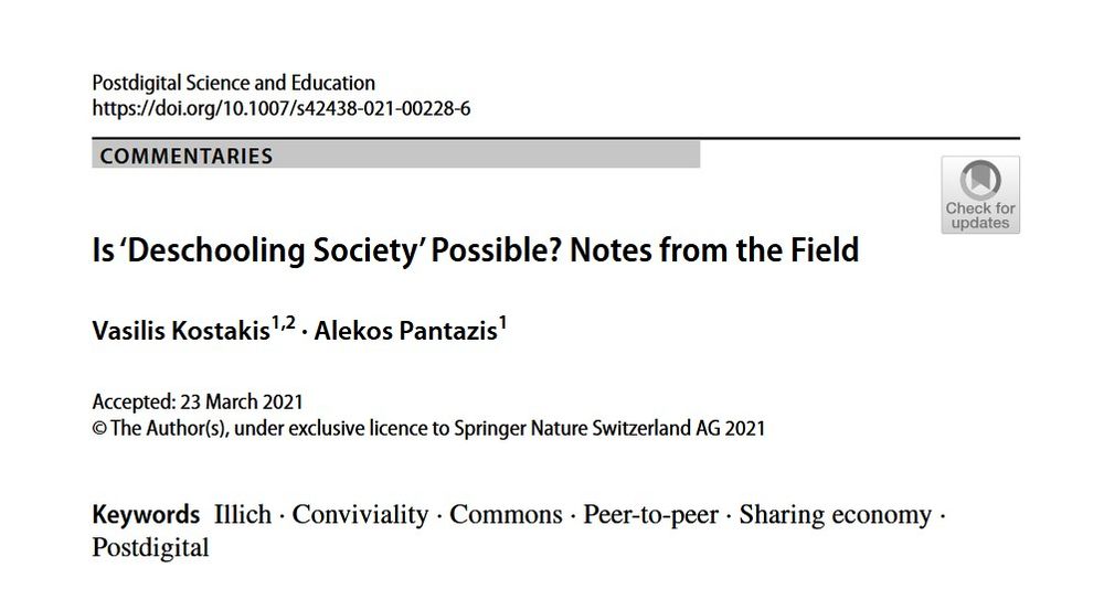 Is ‘Deschooling Society’ Possible? Notes from the Field