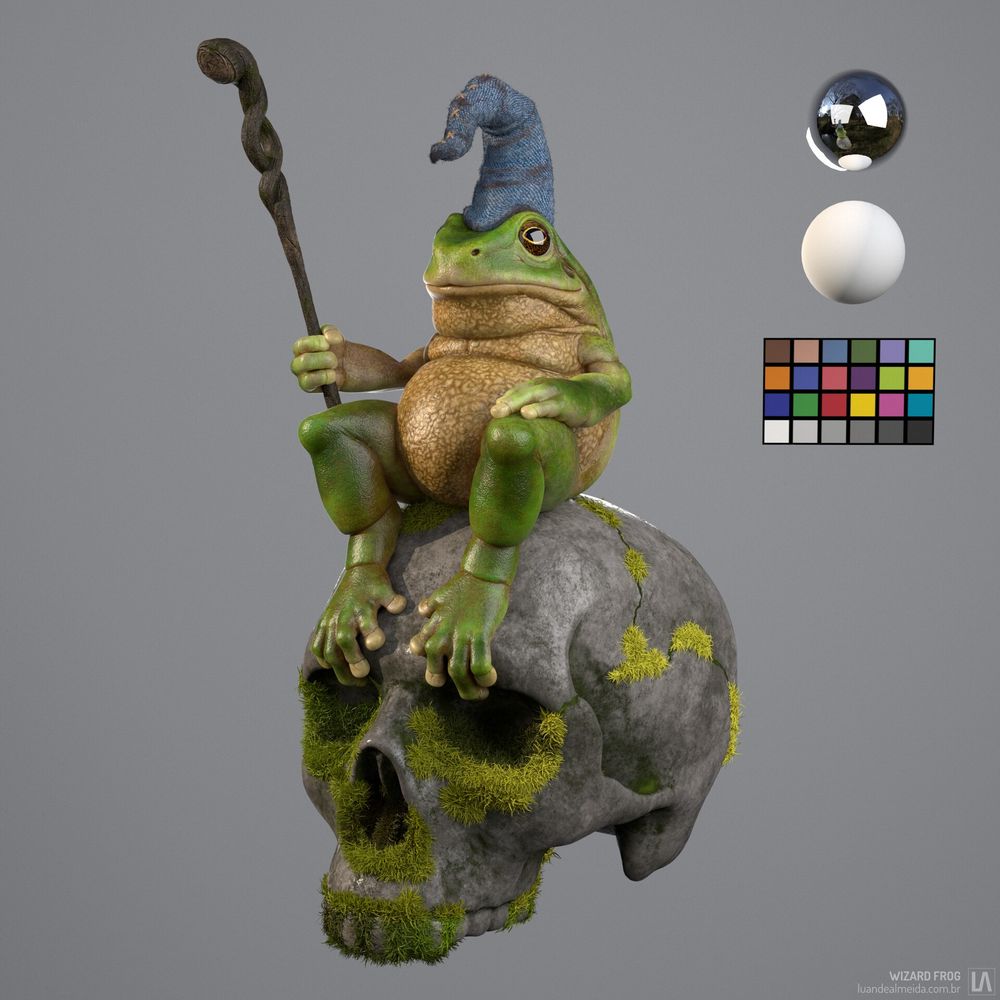 Wizard Frog scene: lookdev and sculpture used for the displacement map