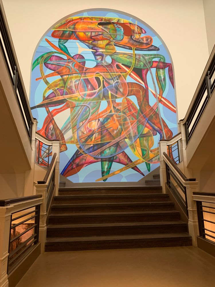 Nevena Prijic’s mural "Voyager," now on view between the third and fourth floors of the museum. 