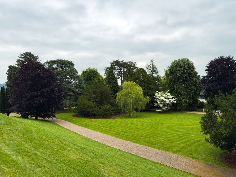Top view of the gardens at Villa Hugel 