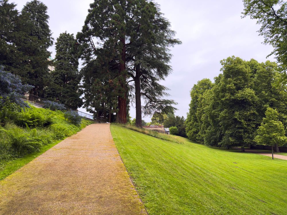A sidewalk at Villa Hugel 