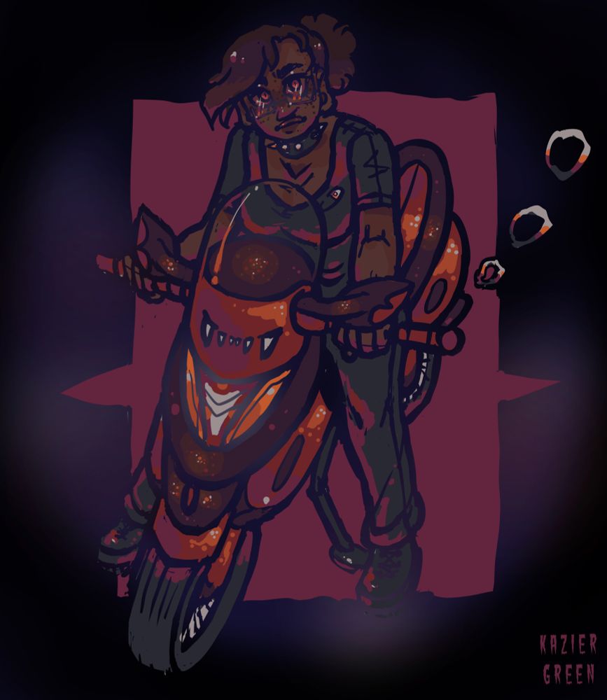 Cool goth vampire on a motorcycle