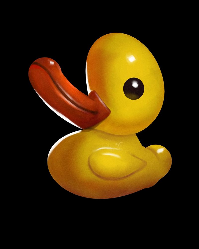 Digital painting of a rubber duck from a random shape