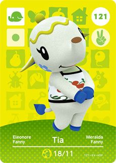 Tia's Amiibo Card from Animal Crossing: New Leaf.