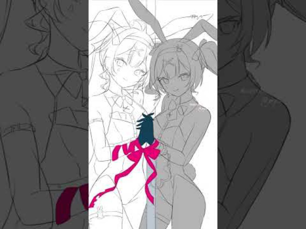 【初音ミク】ラビットホール【バニーガール】#shorts #タイムラプス #イラストメイキング