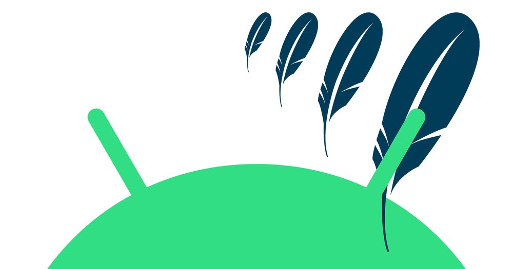 The top of the Android logo (bugdroid head) with 4 feathers from the SQLite logo