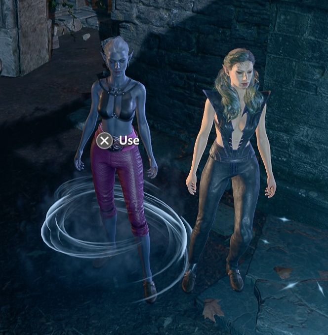 Manzat and Lyressa in camp clothes (wearing Lae'zel's and Minthara's casual outfits respectively)