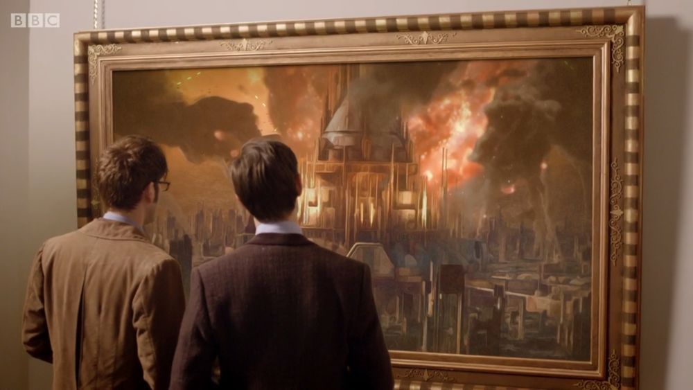Two Doctors looking at Gallifrey Falls No More 