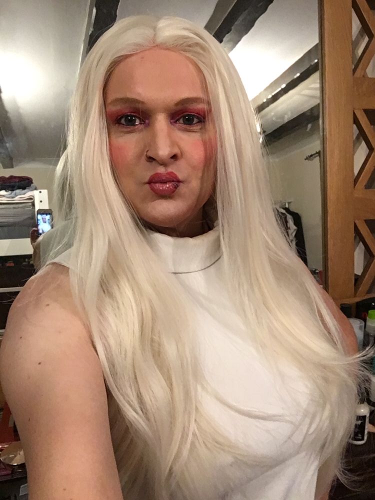 Sequaia dressed as the Devoted - Sister Tzolana, blowing a kiss at you.