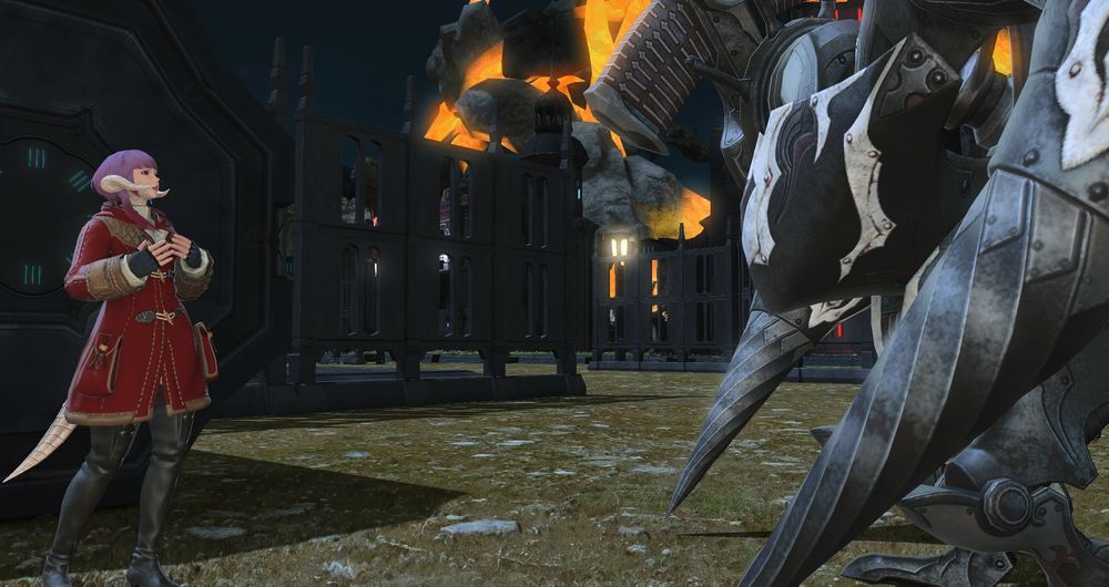 Ophelia cornered by a magitek in Castrum Meridianum, caught lagging behind the party...