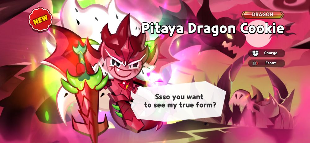 Pitaya Dragon Cookies first encounter screen
in Cookie Run: Kingdom.