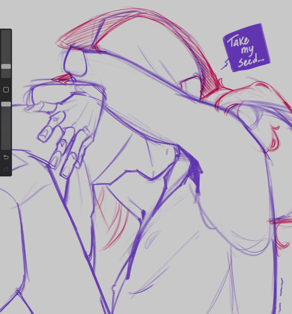 Cropped rough sketch of two men kissing