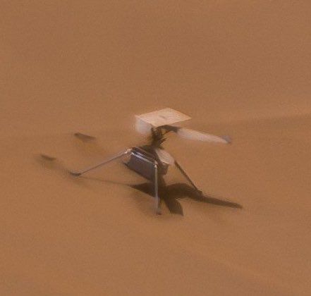 Mars helicopter: crashed during flight breaking propellers