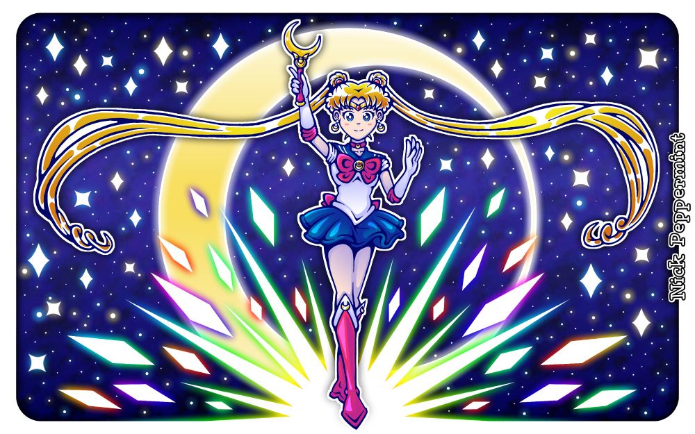 Fanart illustration of an anime and manga girl character Sailor Moon (Usagi Tsukino)
Space background
Coloured version