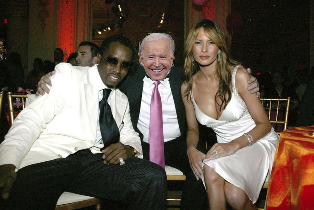 A fake image of P Diddy, Joe Biden, and Melania Trump