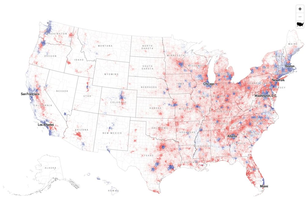 2024 US presidential voting map by vote density