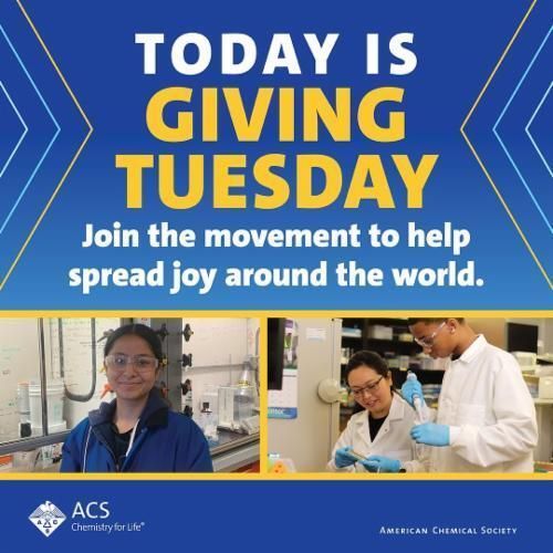Today is Giving Tuesday Join the movement to help spread job around the world ACS Chemistry for Life Logo American Chemical Society