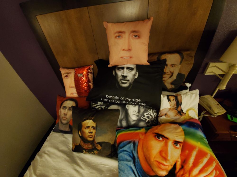 nine nicholas cage pillows