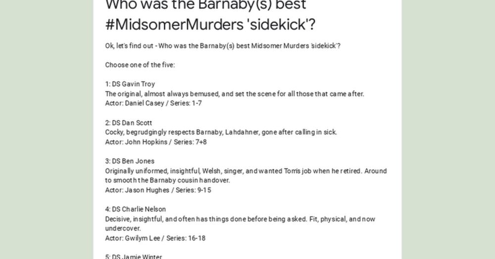 Who was the Barnaby(s) best #MidsomerMurders 'sidekick'?