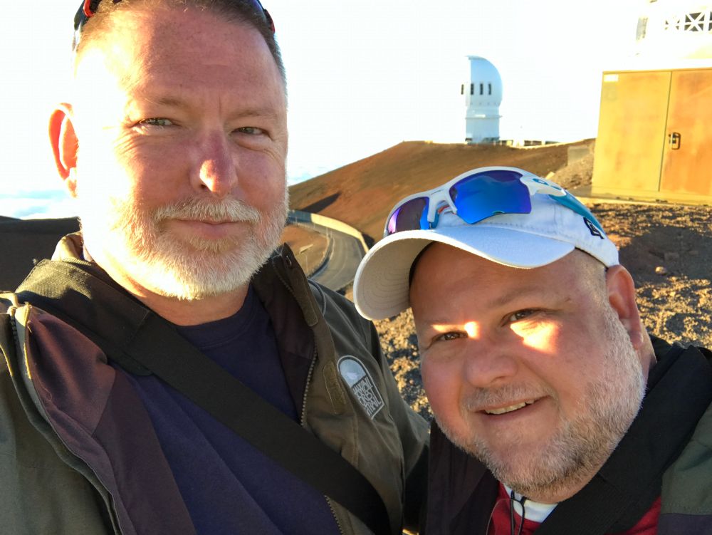 Byron and Dean in front of the observatory in Mauna Kea, Hawaii