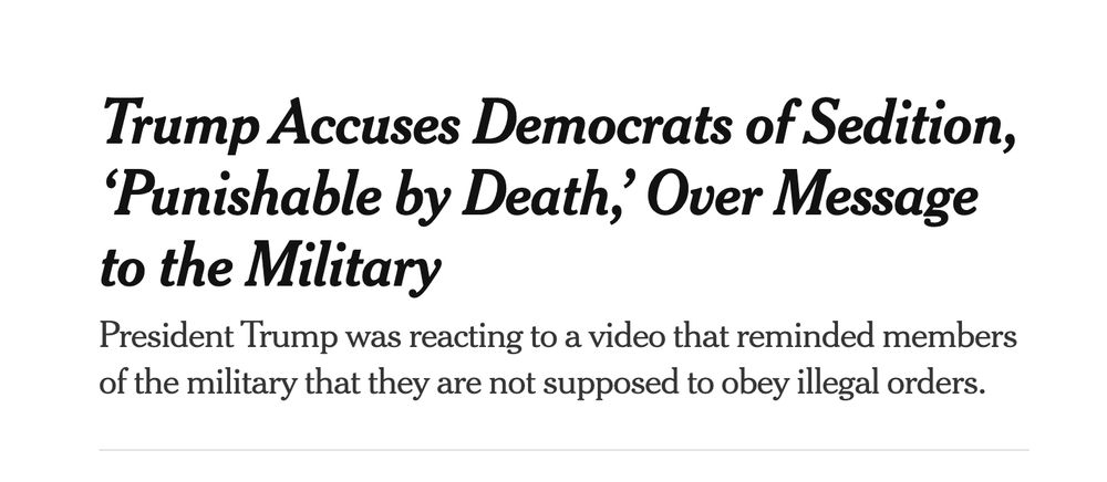 NYT: Trump accuses democrat of sedition, “punishable by Death” 