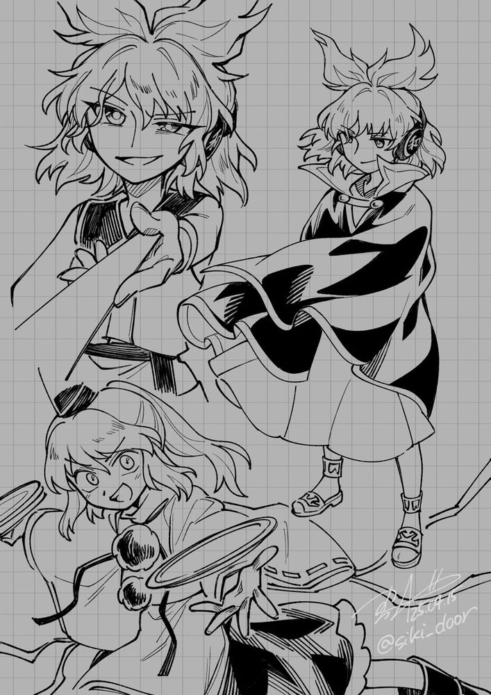 #東方project のキャラクター、
#豊聡耳神子 と #物部布都 のファンアート。