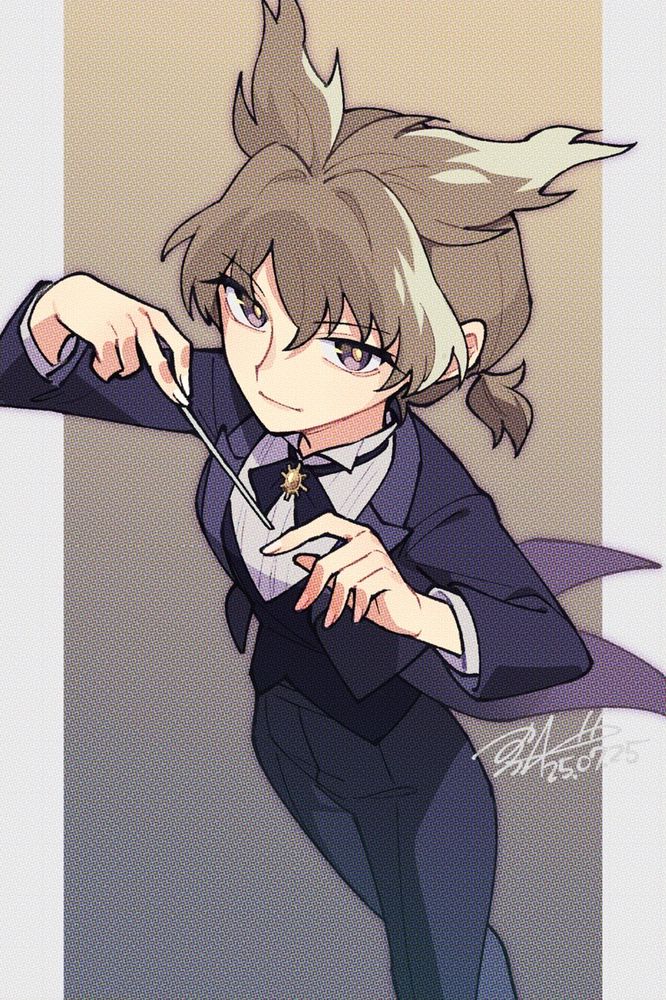 #東方project のキャラクター、
#豊聡耳神子 がオーケストラの指揮者に扮しているファンアート。