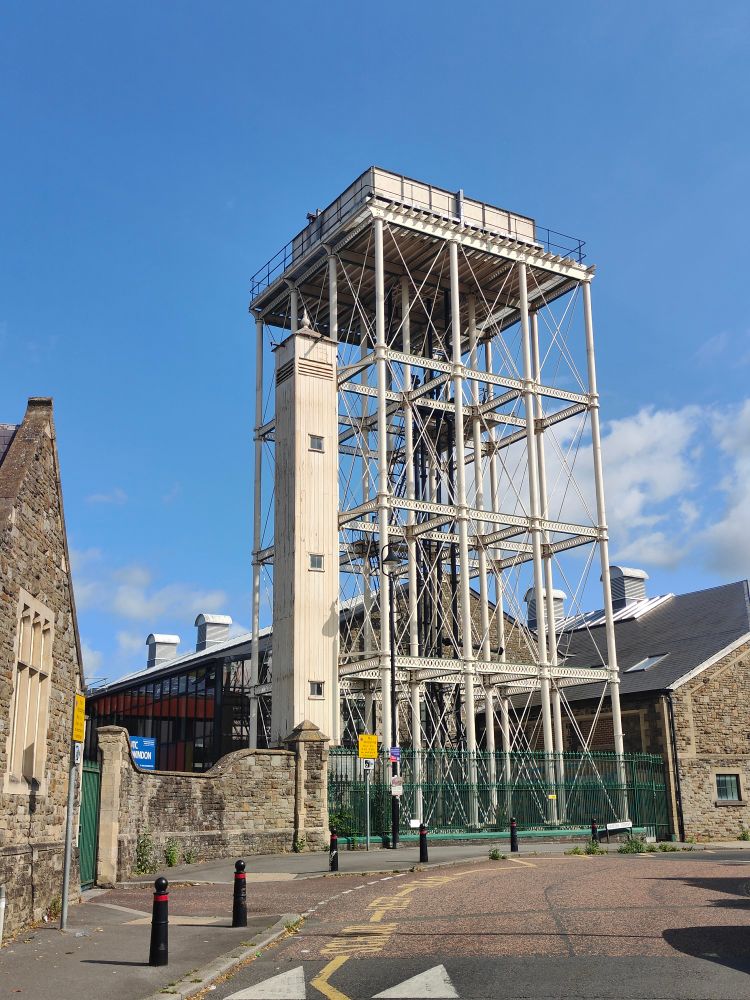 A tall water tower 